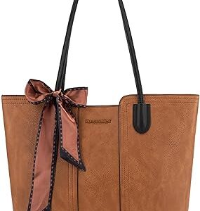 Montana West Tote Bags for Women – Medium Top Handle Handbags with Scarf